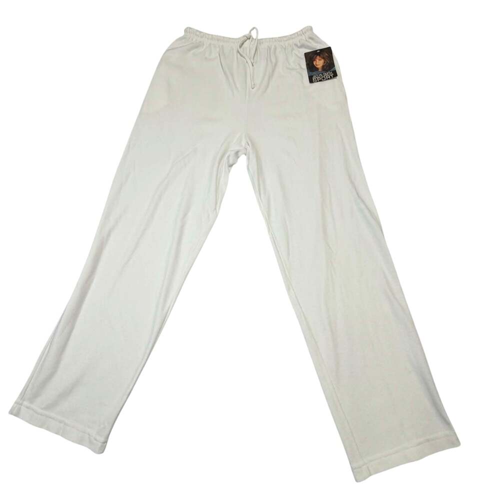 Jaclyn Smith Sport Women's White Cotton Blend Drawstring Lounge Pants